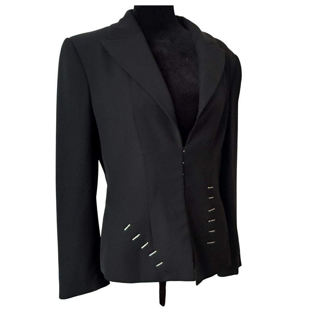 Manigance Paris Black Hook and Eye Structured Statement Blazer Jacket‎ Size S
